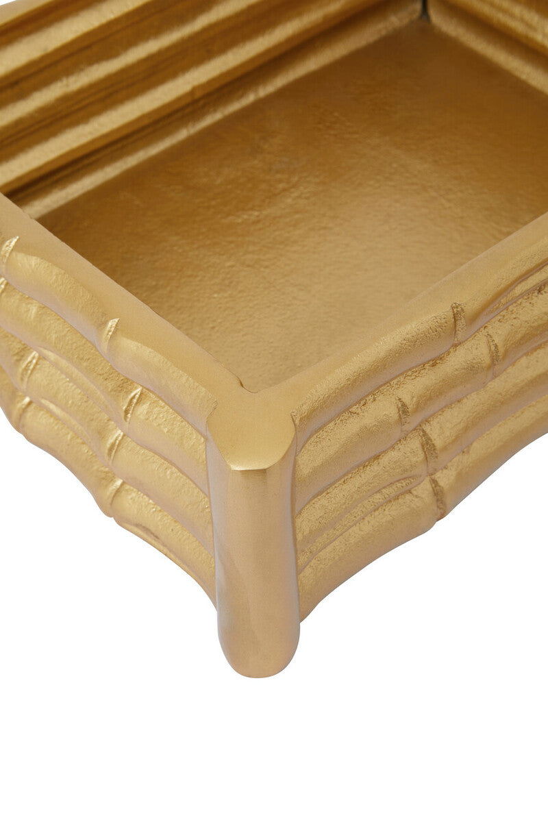 Small Gold Finish Bamboo Effect Trinket Box | Hiba