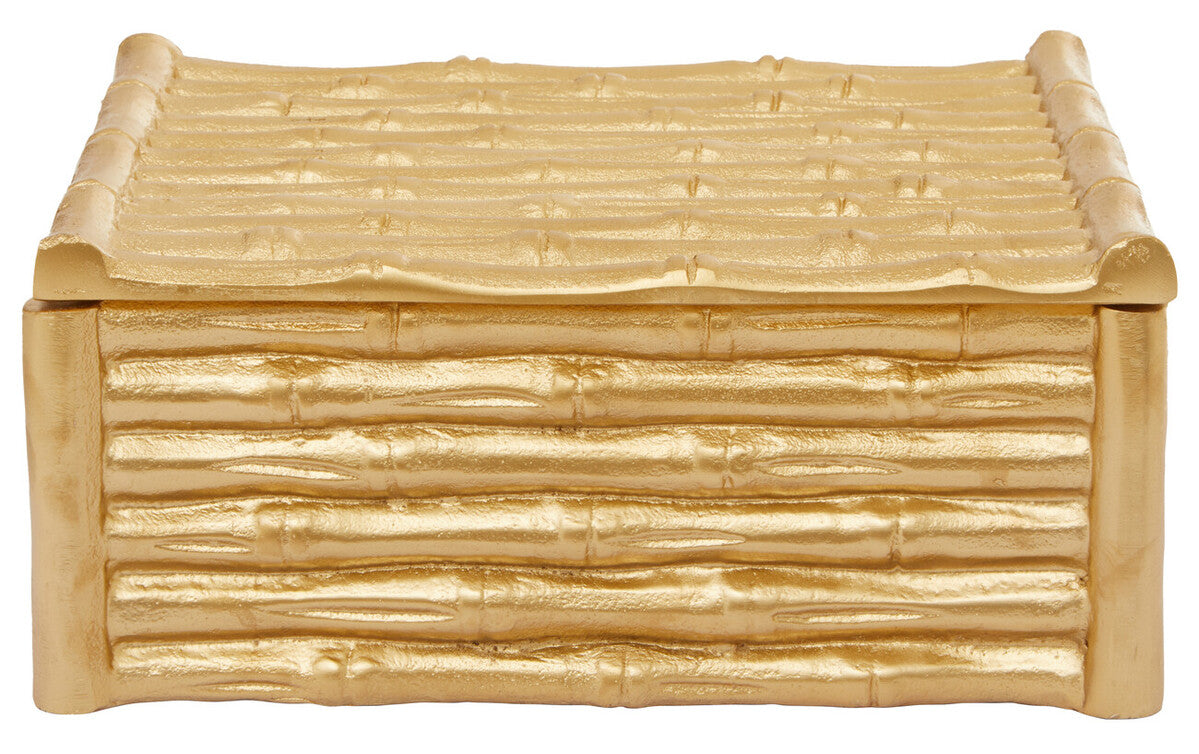 Large Gold Finish Bamboo Effect Trinket Box | Hiba