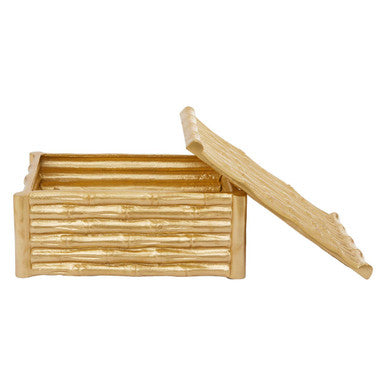 Large Gold Finish Bamboo Effect Trinket Box | Hiba