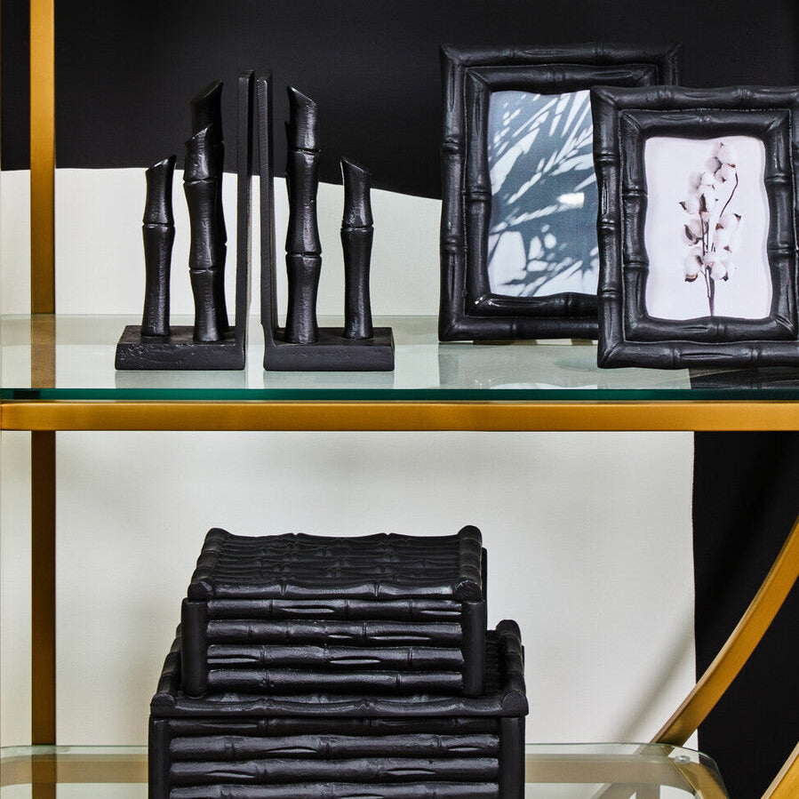 Small Black Finish Bamboo Effect Trinket Box | Hiba