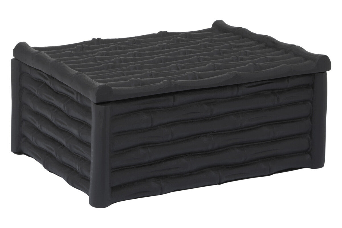 Large Black Finish Bamboo Effect Trinket Box | Hiba