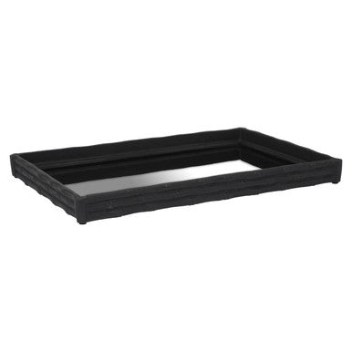 Black Finish Bamboo Effect Mirrored Tray | Hiba