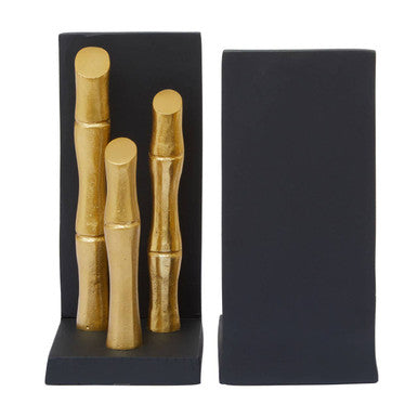 Set of Two Gold Finish Bamboo Effect Bookends | Hiba
