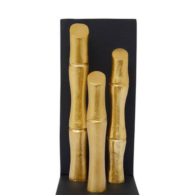Set of Two Gold Finish Bamboo Effect Bookends | Hiba