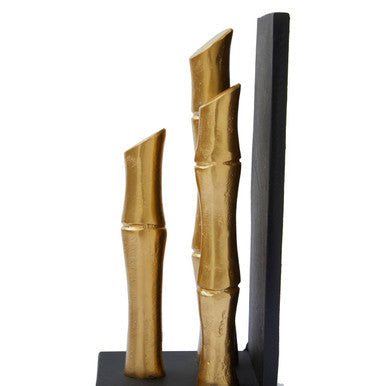Set of Two Gold Finish Bamboo Effect Bookends | Hiba