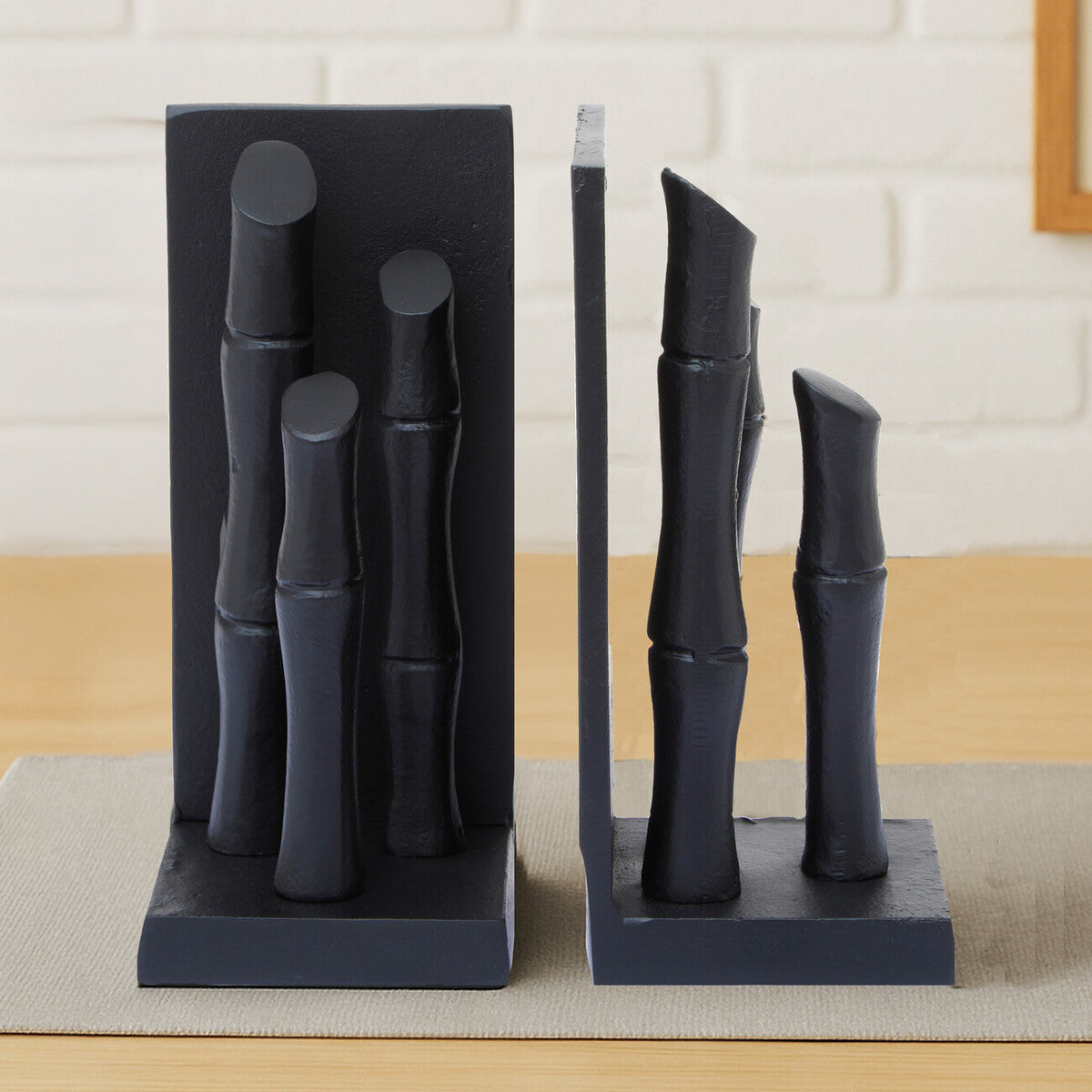 Set of Two Black Finish Bamboo Effect Bookends | Hiba