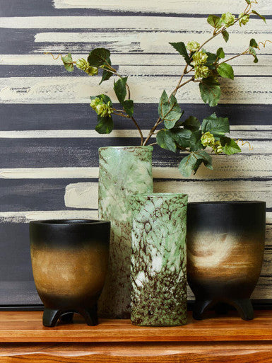 Arlo Black Small Wood Planter with Ombre Finish