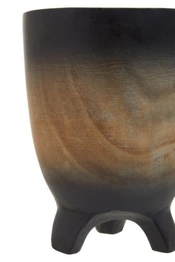 Arlo Black Small Wood Planter with Ombre Finish
