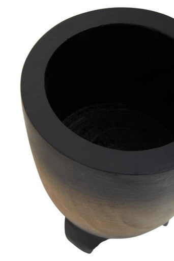 Arlo Black Small Wood Planter with Ombre Finish