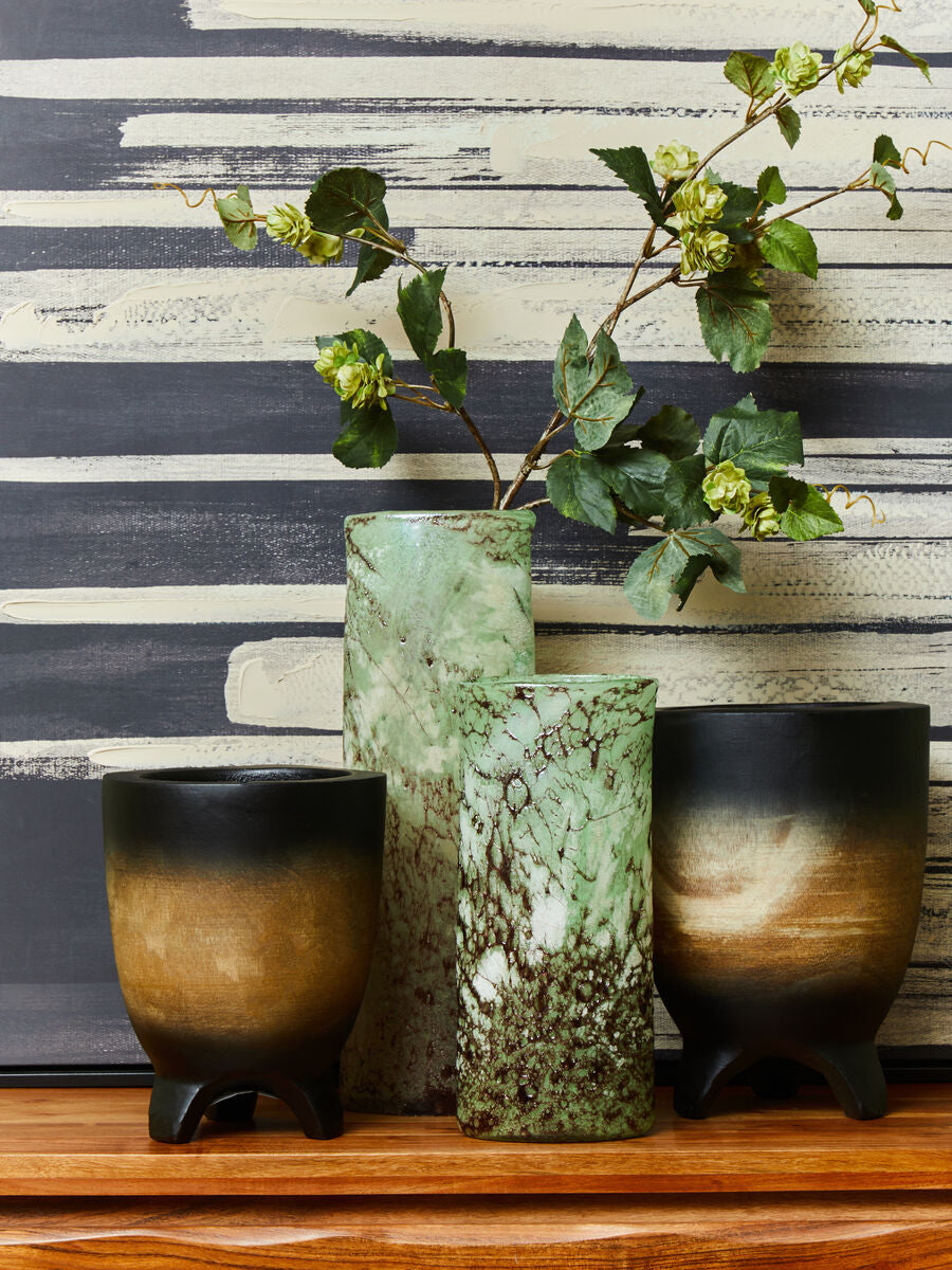 Arlo Black Large Wood Planter with Ombre Finish