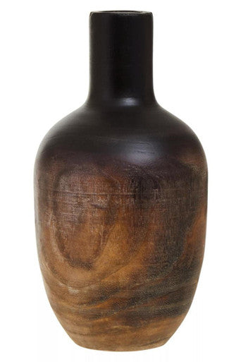 Arlo Black Large Wood Vase with Ombre Finish