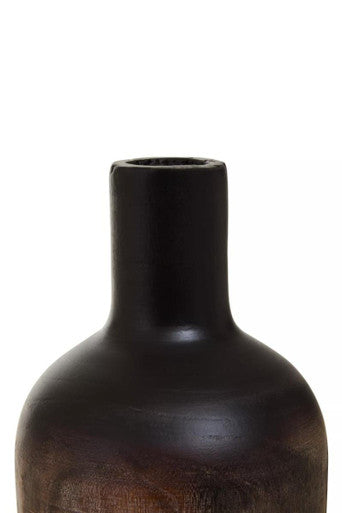Arlo Black Large Wood Vase with Ombre Finish