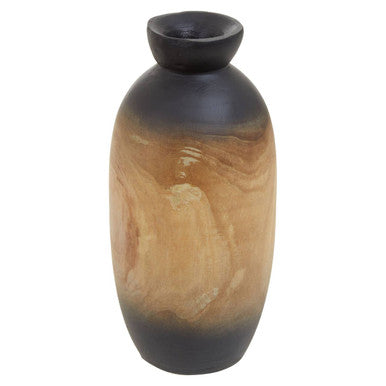Arlo Black Small Wood Vase with Ombre Finish