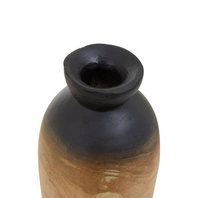 Arlo Black Small Wood Vase with Ombre Finish