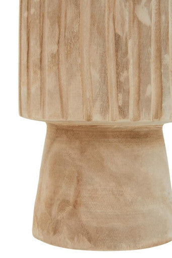 Arlo Natural Engraved Wood Vase with Pedestal Base