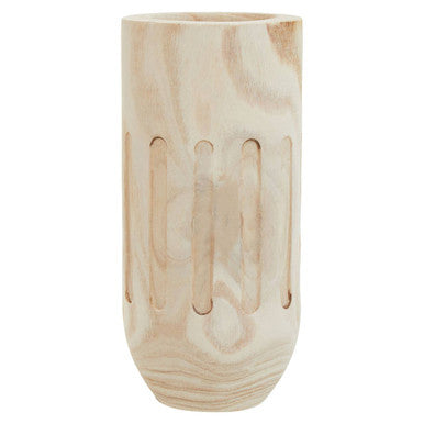 Arlo Natural Engraved Wood Vase