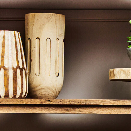 Arlo Natural Engraved Wood Vase