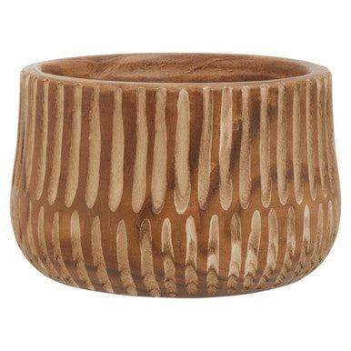 Arlo Brown and Natural Large Engraved Wood Planter
