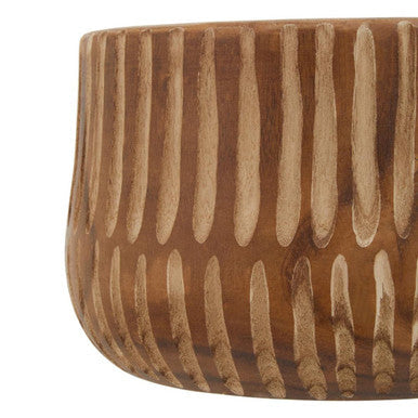 Arlo Brown and Natural Large Engraved Wood Planter