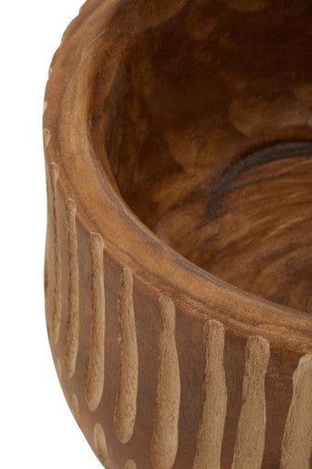 Arlo Brown and Natural Large Engraved Wood Planter