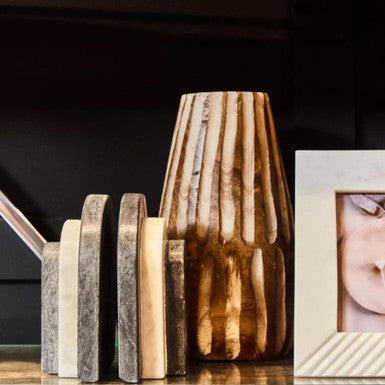 Arlo Brown and Natural Small Engraved Wood Vase