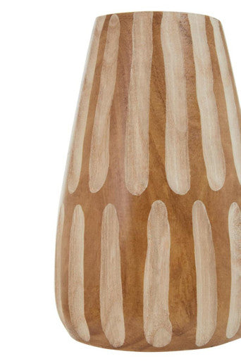 Arlo Brown and Natural Small Engraved Wood Vase