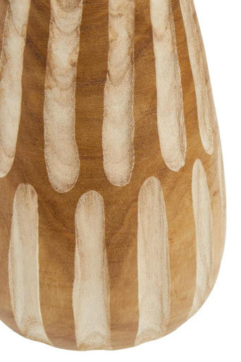 Arlo Brown and Natural Small Engraved Wood Vase