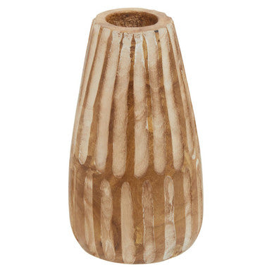 Arlo Brown and Natural Large Engraved Wood Vase