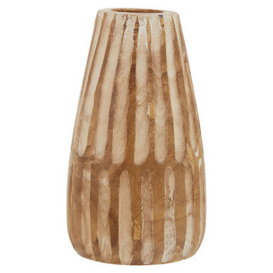Arlo Brown and Natural Large Engraved Wood Vase