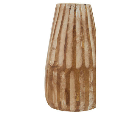 Arlo Brown and Natural Large Engraved Wood Vase