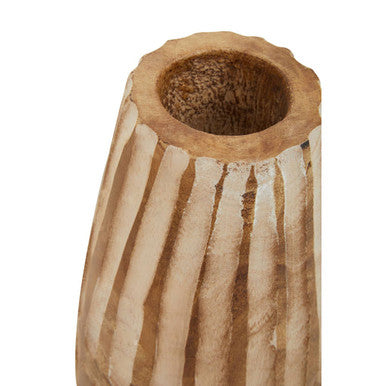 Arlo Brown and Natural Large Engraved Wood Vase
