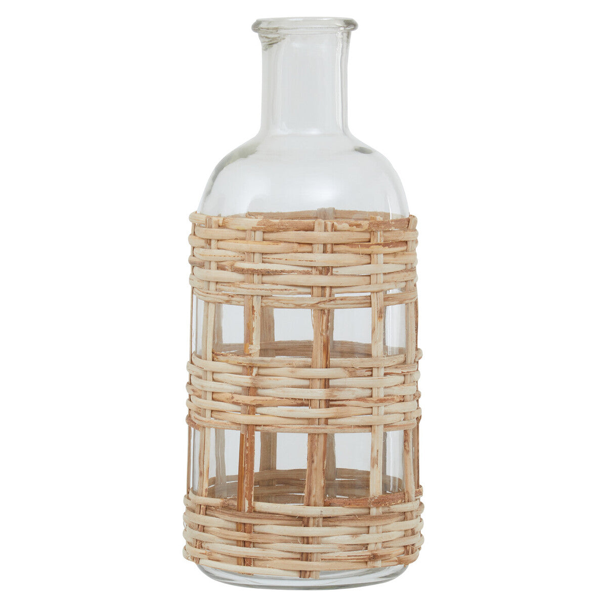 Natural Cane and Glass Small Vase | Kuta