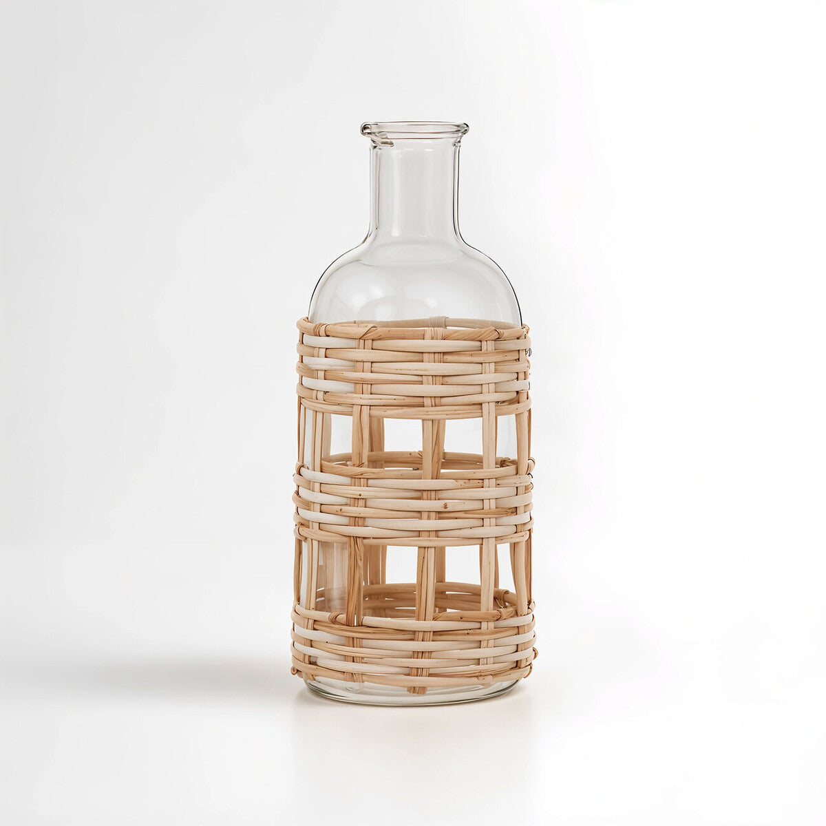 Natural Cane and Glass Small Vase | Kuta