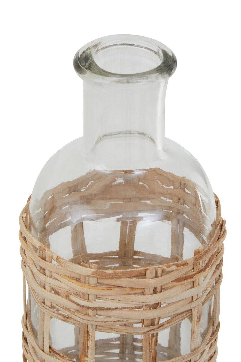 Natural Cane and Glass Small Vase | Kuta