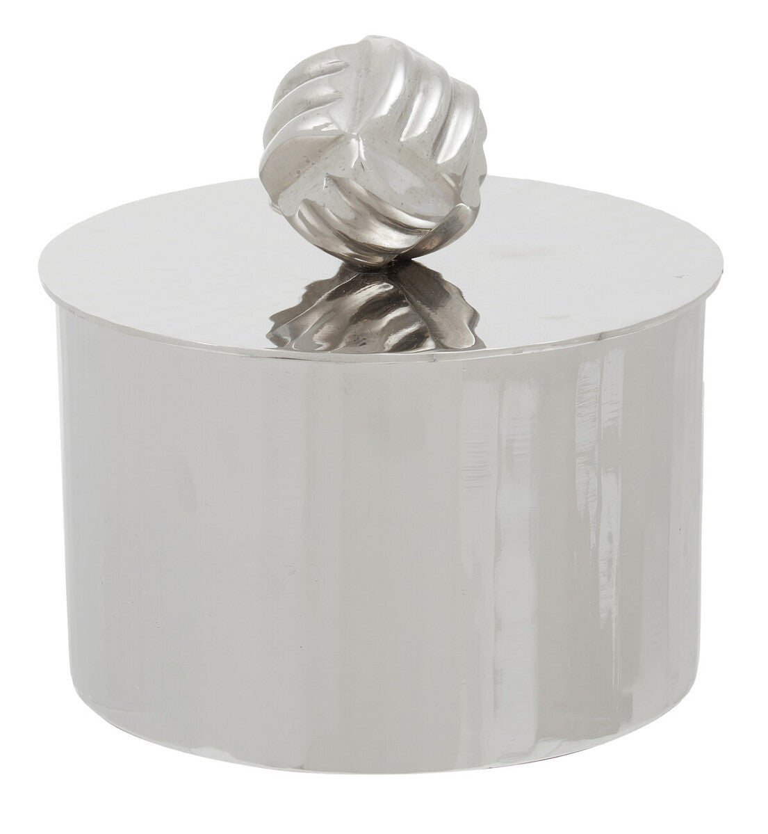 Amreli Silver Metal Small Trinket Box with Vertical Texture