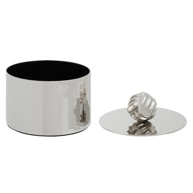 Amreli Silver Metal Small Trinket Box with Vertical Texture