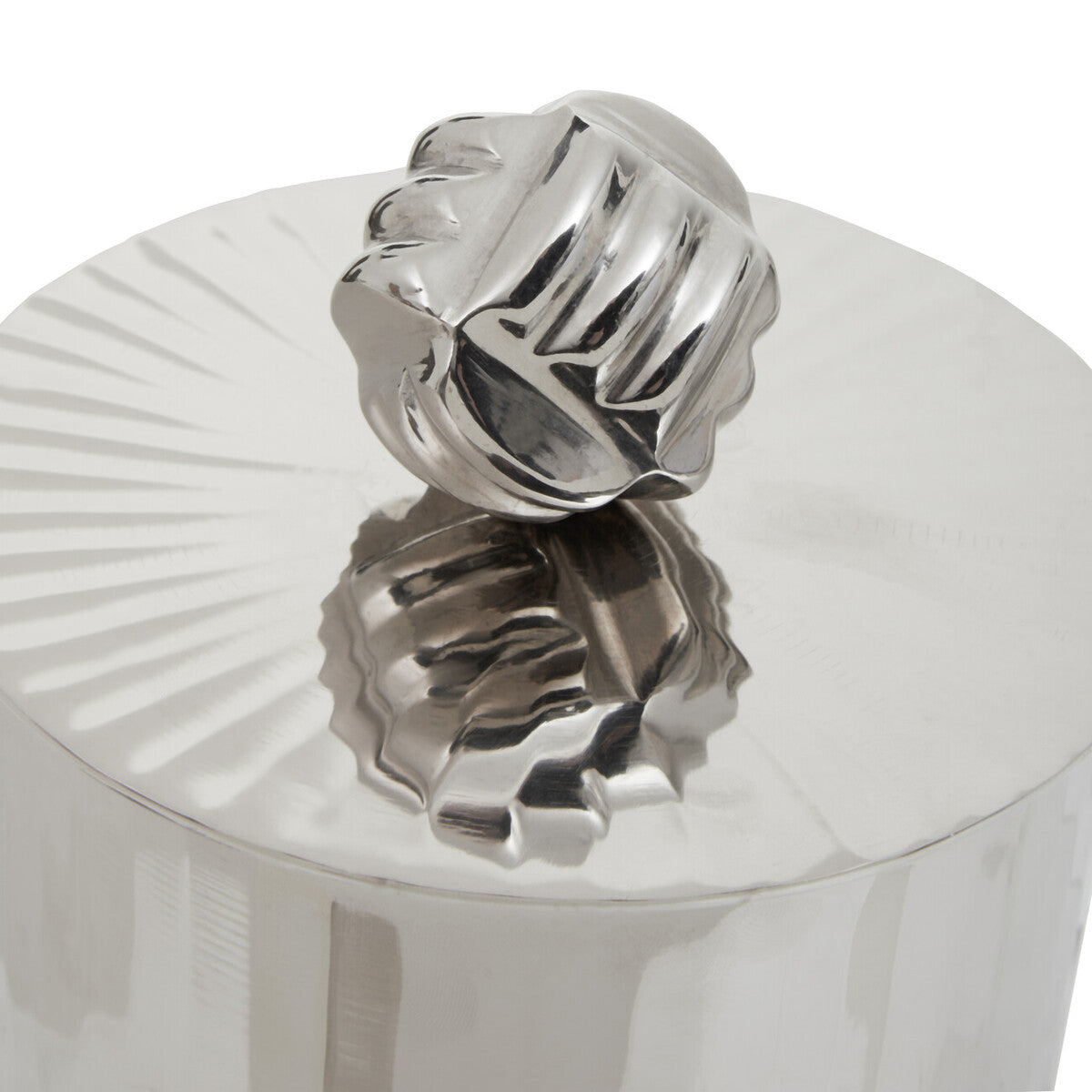 Amreli Silver Metal Small Trinket Box with Vertical Texture