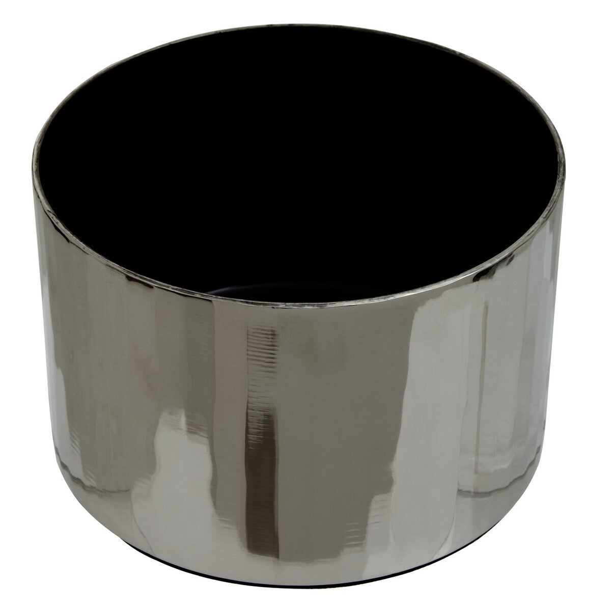 Amreli Silver Metal Small Trinket Box with Vertical Texture