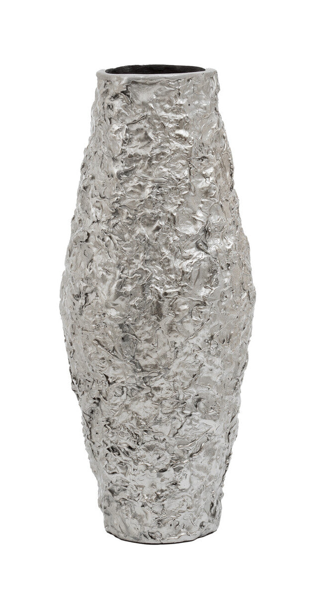 Small Silver Textured Metal Vase | Akola
