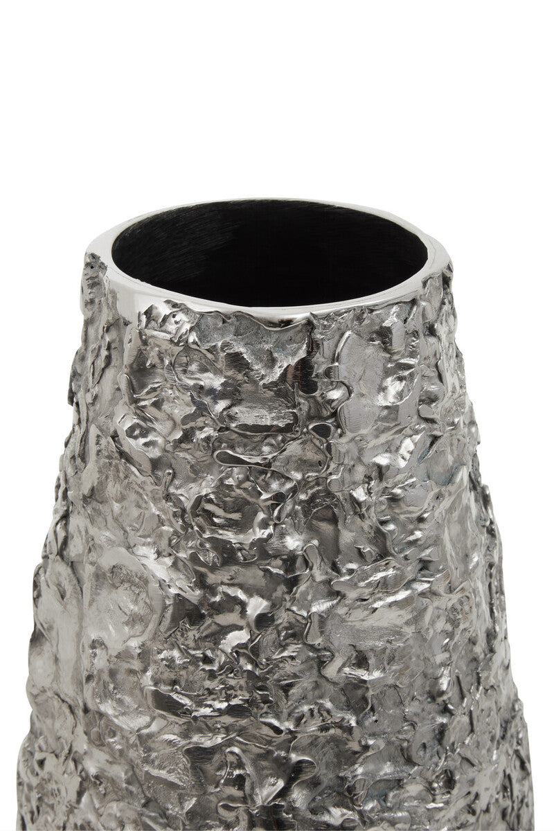 Small Silver Textured Metal Vase | Akola