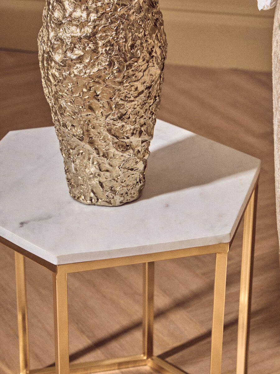 Gold Textured Small Metal Vase | Akola
