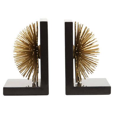 Set of Two Gold Finish Starburst Bookends | Mirano