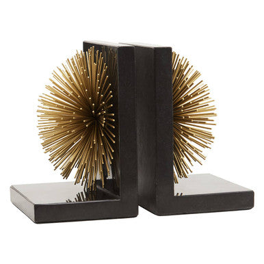 Set of Two Gold Finish Starburst Bookends | Mirano