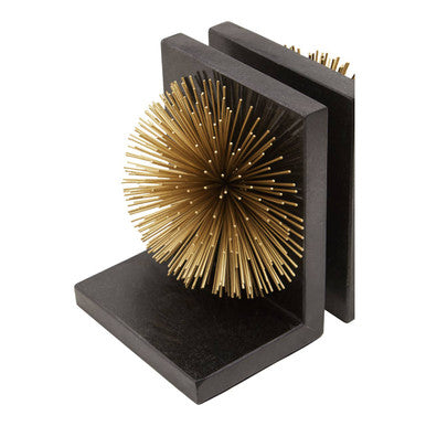 Set of Two Gold Finish Starburst Bookends | Mirano