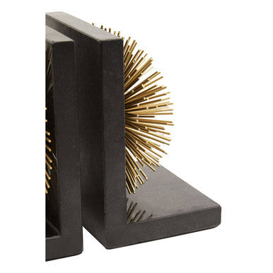 Set of Two Gold Finish Starburst Bookends | Mirano