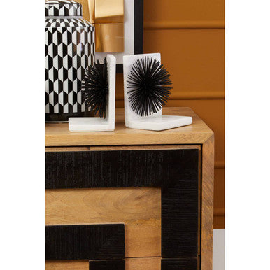 Set of Two Black Finish Starburst Bookends | Mirano