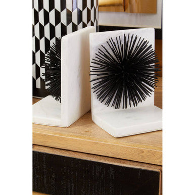 Set of Two Black Finish Starburst Bookends | Mirano