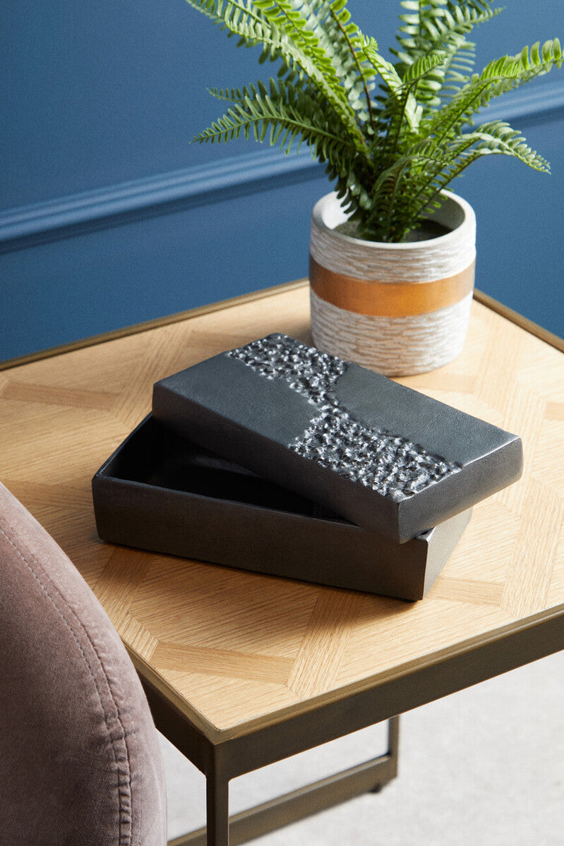 Grey Finish Textured Trinket Box | Dante
