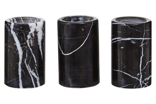 Set of Three Black Marble Tealight Holders | Salmo