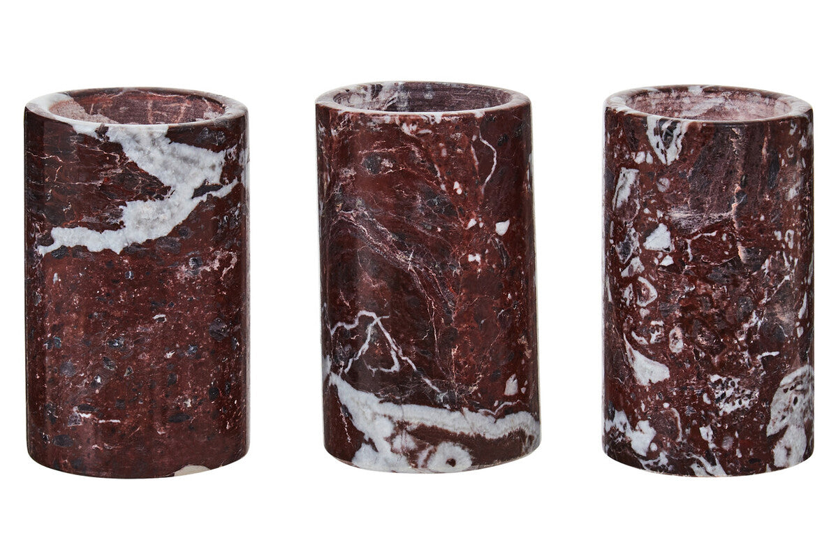 Set of Three Red Marble Tealight Holders | Salmo